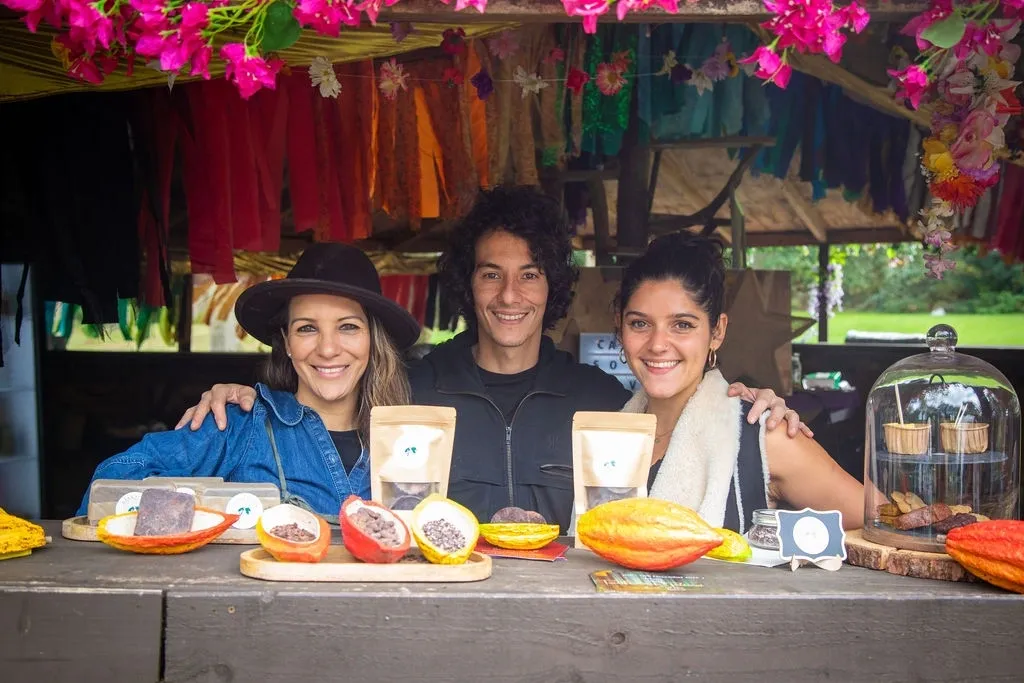 Cacao stallholders smiling