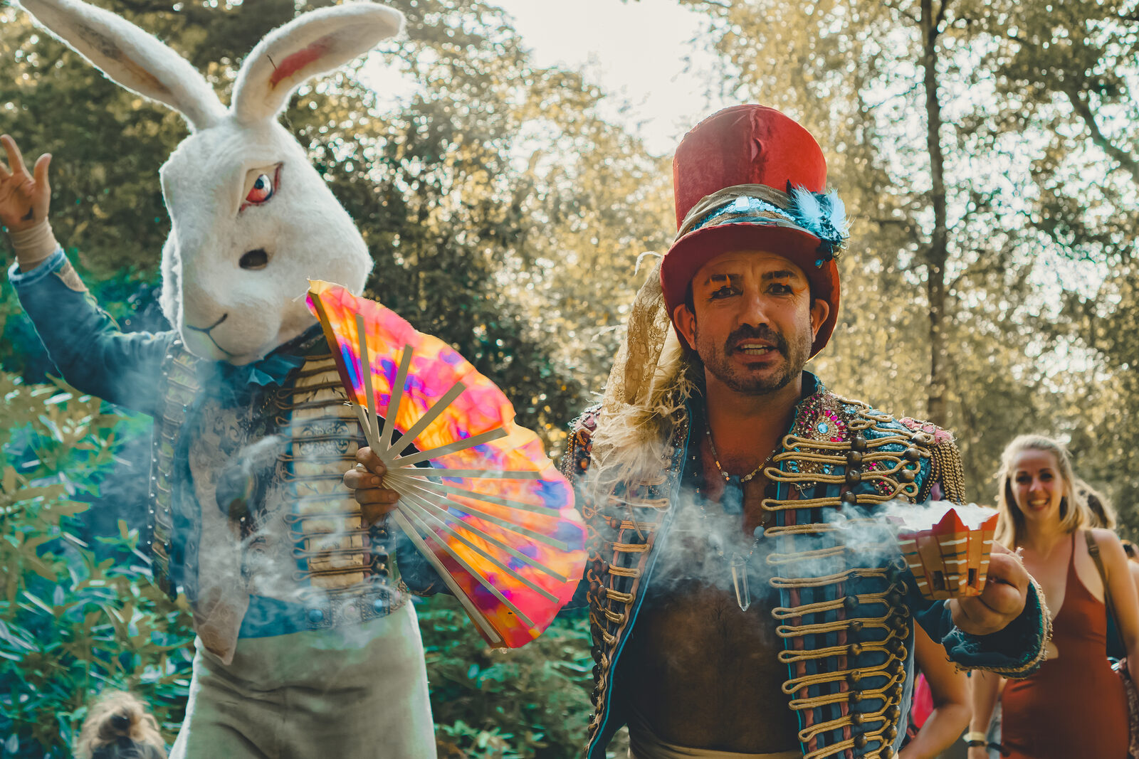 White Rabbit and dapper magician at the woodland tea party